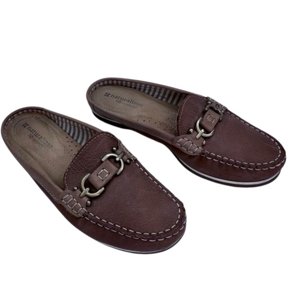 Naturalizer N5 Comfort Tan Leather Mules Slip On SZ 6.5
